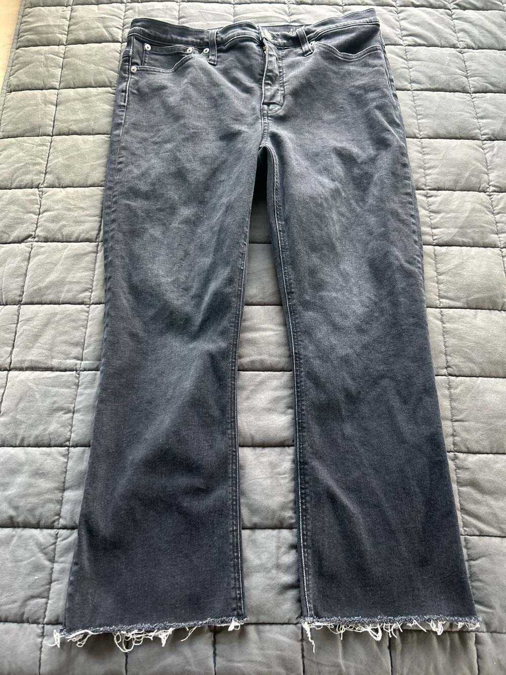 J.Crew 9" Demi Boot Crop Jeans Size 31 Black Washed Frayed Hem